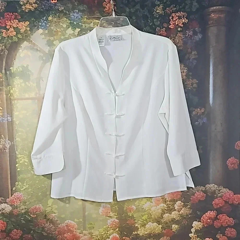 Petite Large White Blouse by Kathy Che - Picture 2 of 8